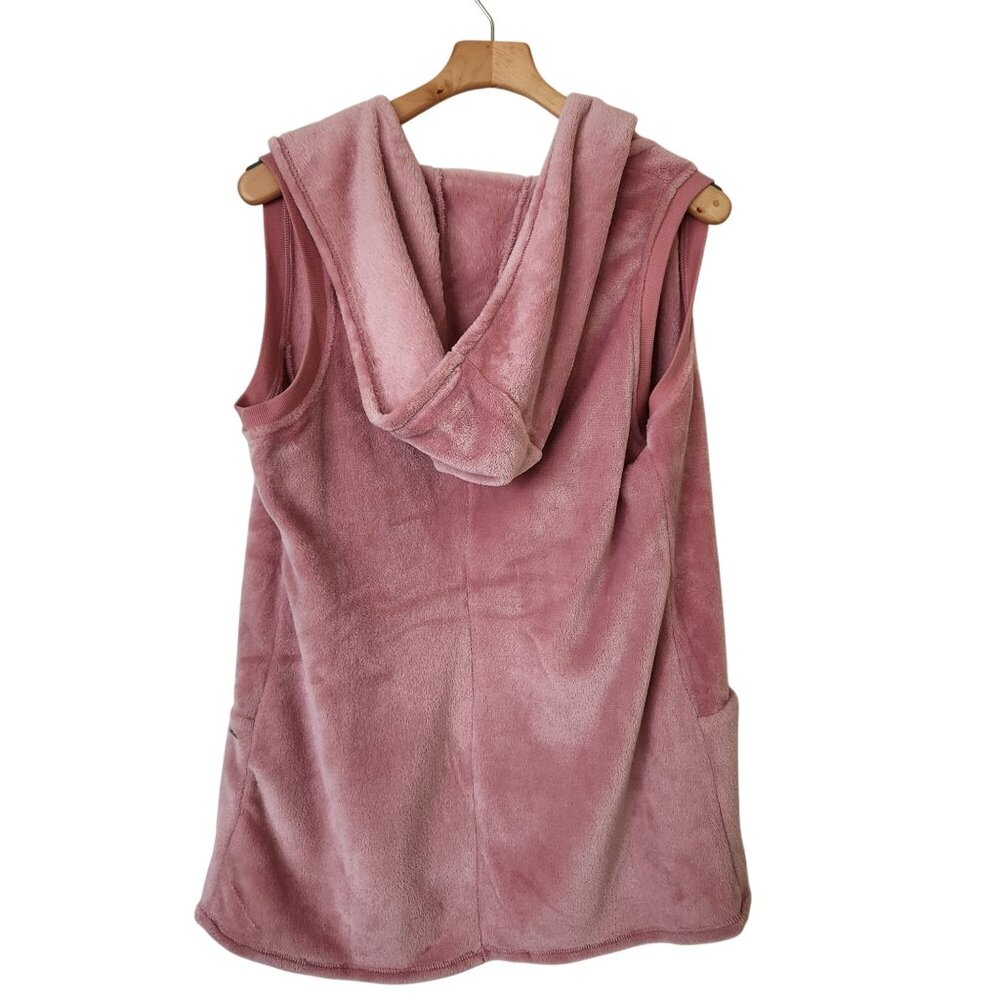 UGG Hooded Dusty Pink Plush Sleeveless Vest Hoodie Soft Comfy Cozy Pastel Cute - Picture 2 of 9
